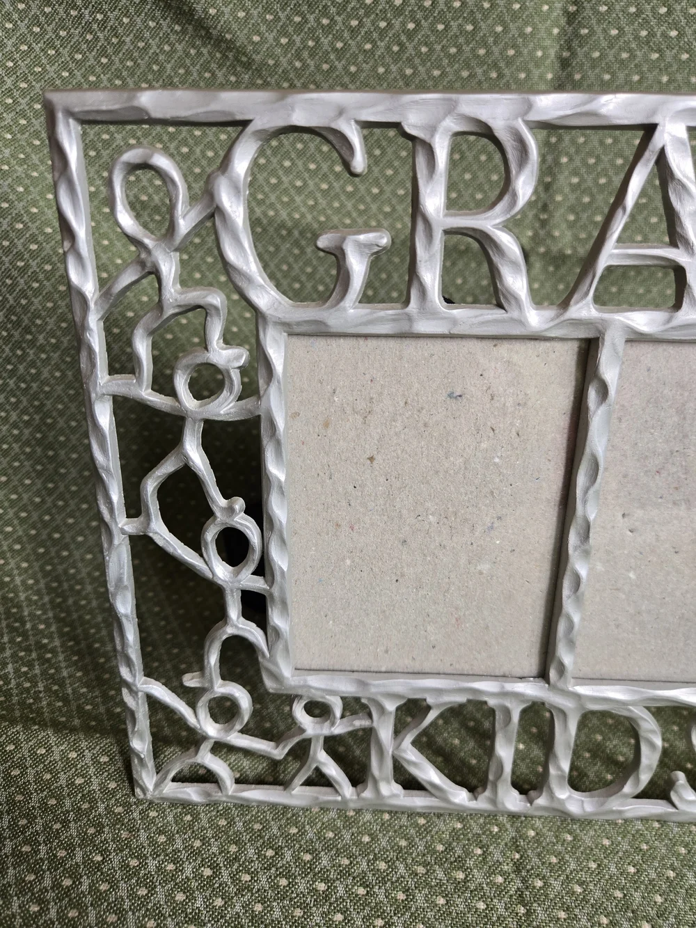 Grandkids Double Photo Frame Lightweight Silver Metal
